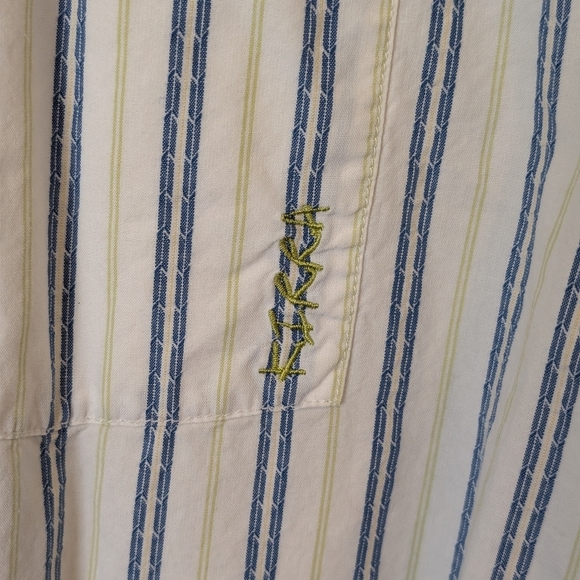 Kirra Mens Button Down 100% Cotton Striped Surfer Long Sleeve White - Picture 3 of 11